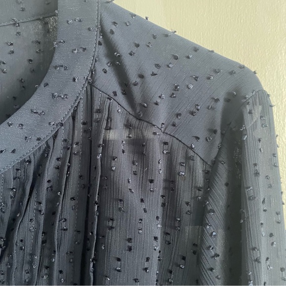 Tommy Hilfiger Navy Blue Long-Sleeve Swiss Dot Dress - Size Large, Flowy - Picture 9 of 11